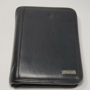 FRANKLIN COVEY Planner Binder Genuine Leather 6-Ring Black Zip Around 6" X 8”